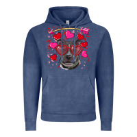 Vintage Denim Valentine's day  pitbull Vintage Hoodie - RanaPortraitStore