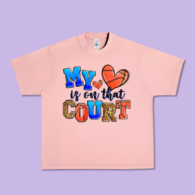 My Heart Is On That Court Basketball Urban Heavy Tee Designed By Zillion Design Studio