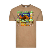 Fires Friends Drinks Camping Crew Vintage Tee | Teevron