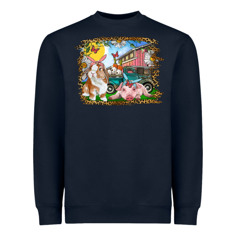 Easter Farm Bunny And Pig Heavyweight Sweatshirt by RanaPortraitStore | Teevron