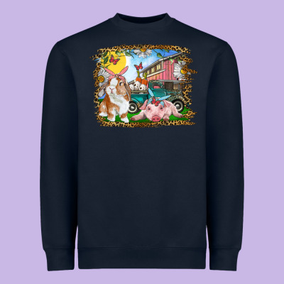 Heavyweight Sweatshirt Easter Farm Bunny And Pig