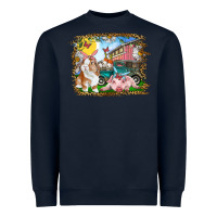 Navy Easter Farm Bunny And Pig Heavyweight Sweatshirt - RanaPortraitStore