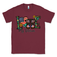 Burgundy love my veteran Classic Tee - CowhideDigitalArt