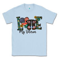 Dusty Blue love my veteran Classic Tee - CowhideDigitalArt