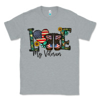Heather Grey love my veteran Classic Tee - CowhideDigitalArt