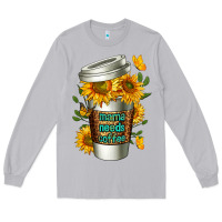 Moon Dust Mama Needs Coffee Cup Long Sleeve Tee - FaDigitalArtStudio