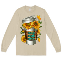 Mushroom Mama Needs Coffee Cup Long Sleeve Tee - FaDigitalArtStudio