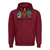 Burgundy peace love rodeo Zipper Hoodie - JahusDesignShop