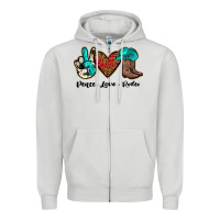 Dove Grey peace love rodeo Zipper Hoodie - JahusDesignShop