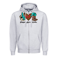 Heather Grey peace love rodeo Zipper Hoodie - JahusDesignShop