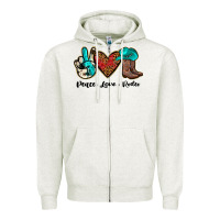 Oatmeal Heather peace love rodeo Zipper Hoodie - JahusDesignShop