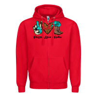 Red peace love rodeo Zipper Hoodie - JahusDesignShop