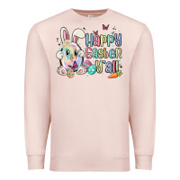 Pale Pink happy easter y'all Premium Sweatshirt - MaliasSmallBusiness