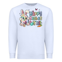 White happy easter y'all Premium Sweatshirt - MaliasSmallBusiness