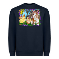 Navy Easter Farm Chicks And Bunny Heavyweight Sweatshirt - RanaPortraitStore