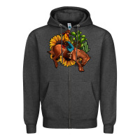 Charcoal Heather rodeo cowboy sunflower cactus Zipper Hoodie - JahusDesignShop