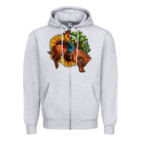 Heather Grey rodeo cowboy sunflower cactus Zipper Hoodie - JahusDesignShop