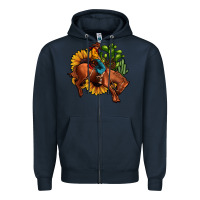 Navy rodeo cowboy sunflower cactus Zipper Hoodie - JahusDesignShop