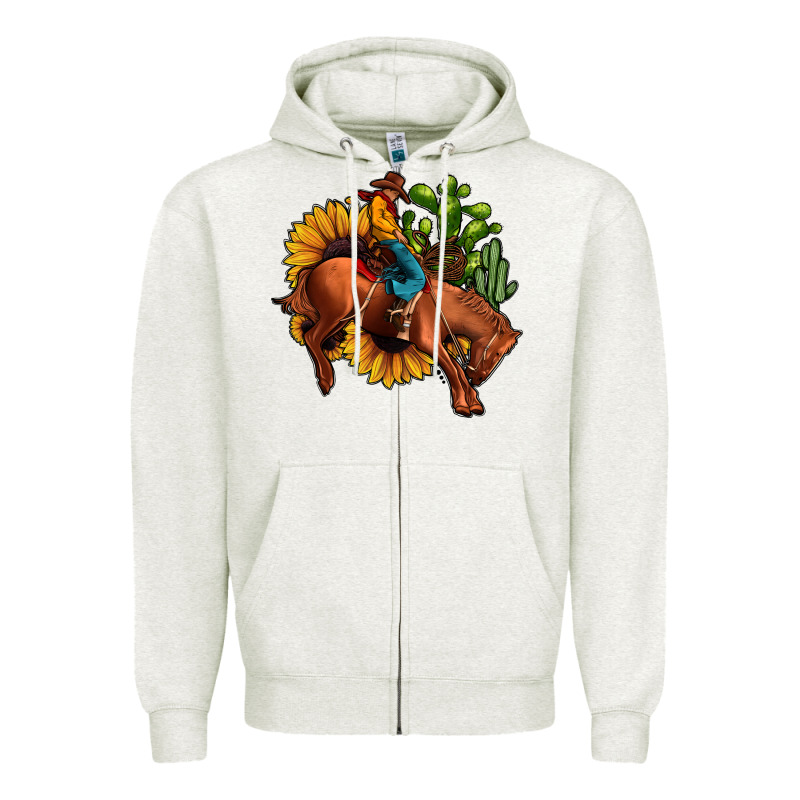 Rodeo Cowboy Sunflower Cactus Zipper Hoodie by JahusDesignShop | Teevron