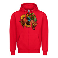 Red rodeo cowboy sunflower cactus Zipper Hoodie - JahusDesignShop