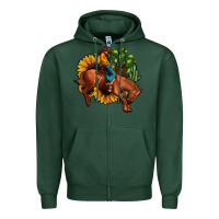 Sports Green rodeo cowboy sunflower cactus Zipper Hoodie - JahusDesignShop