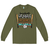 Army Green baseball mama mama mama Long Sleeve Tee - CowhideDigitalArt