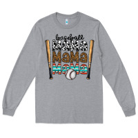 Heather Grey baseball mama mama mama Long Sleeve Tee - CowhideDigitalArt