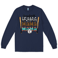 Navy baseball mama mama mama Long Sleeve Tee - CowhideDigitalArt