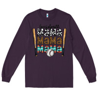 Plum baseball mama mama mama Long Sleeve Tee - CowhideDigitalArt