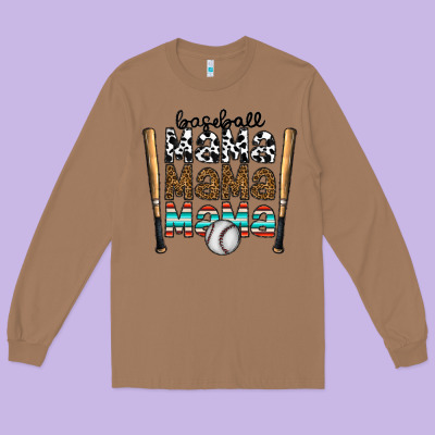 Baseball Mama Mama Mama Long Sleeve Tee Designed By Cowhidedigitalart