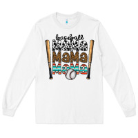 White baseball mama mama mama Long Sleeve Tee - CowhideDigitalArt