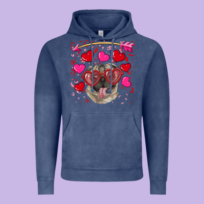 Vintage Hoodie Valentine's day  pug