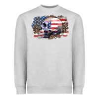 Heather Grey american skull Heavyweight Sweatshirt - Zillion Design Studio