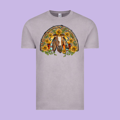 Western Leopard Sunflower Goat Rainbow Vintage Tee Designed By Barkaloodesign