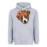 Heather Grey jack russel floral Heavyweight Hoodie - Jasminsmagicworld