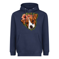 Navy jack russel floral Heavyweight Hoodie - Jasminsmagicworld