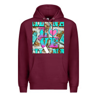 Burgundy love nail and polish with leopard seamless pattern bbs Premium Hoodie - BundleAndBundleShop
