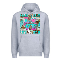 Heather Grey love nail and polish with leopard seamless pattern bbs Premium Hoodie - BundleAndBundleShop