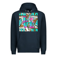 Navy love nail and polish with leopard seamless pattern bbs Premium Hoodie - BundleAndBundleShop