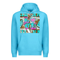 Ocean Blue love nail and polish with leopard seamless pattern bbs Premium Hoodie - BundleAndBundleShop