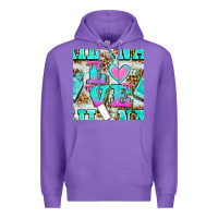 Purple love nail and polish with leopard seamless pattern bbs Premium Hoodie - BundleAndBundleShop