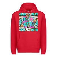 Red love nail and polish with leopard seamless pattern bbs Premium Hoodie - BundleAndBundleShop