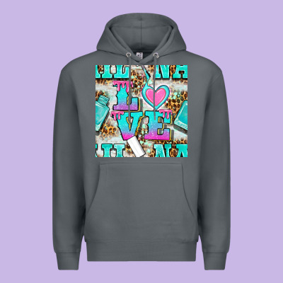 Love Nail And Polish With Leopard Seamless Pattern Bbs Premium Hoodie Designed By Bundleandbundleshop