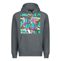 Rock love nail and polish with leopard seamless pattern bbs Premium Hoodie - BundleAndBundleShop