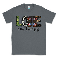 Charcoal Heather love our troops Classic Tee - CowhideDigitalArt