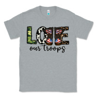 Heather Grey love our troops Classic Tee - CowhideDigitalArt