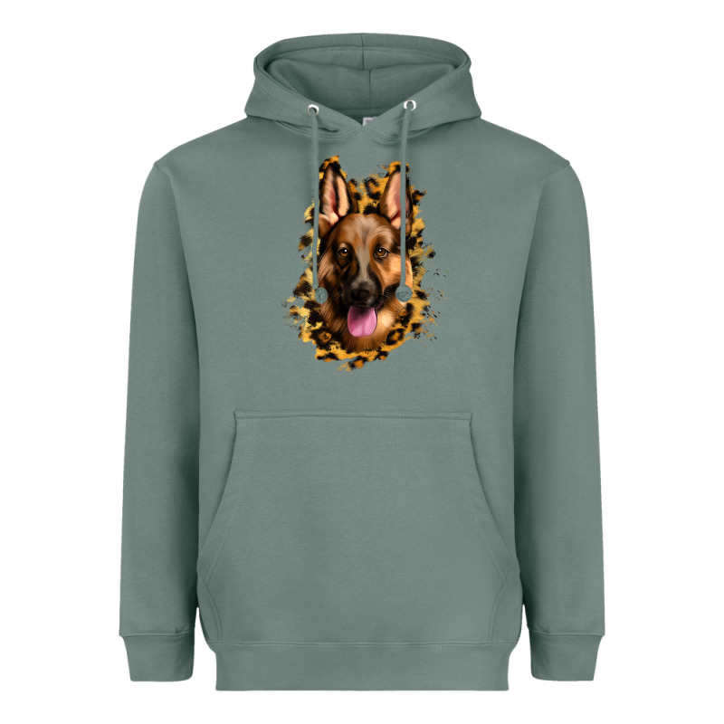 German Shepherd Leopard Background Heavyweight Hoodie by Jasminsmagicworld | Teevron