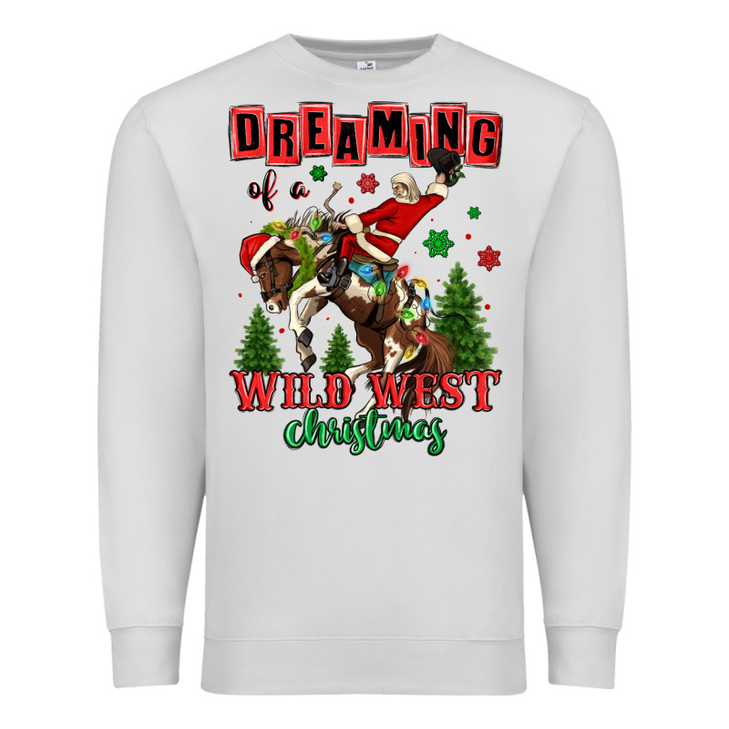 Dreaming Of A Wild West Christmas Cowboy Santa Premium Sweatshirt by MaliasSmallBusiness | Teevron