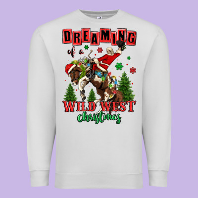 Dreaming Of A Wild West Christmas Cowboy Santa Premium Sweatshirt Designed By Maliassmallbusiness