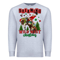 Heather Grey dreaming of a wild west christmas cowboy santa Premium Sweatshirt - MaliasSmallBusiness